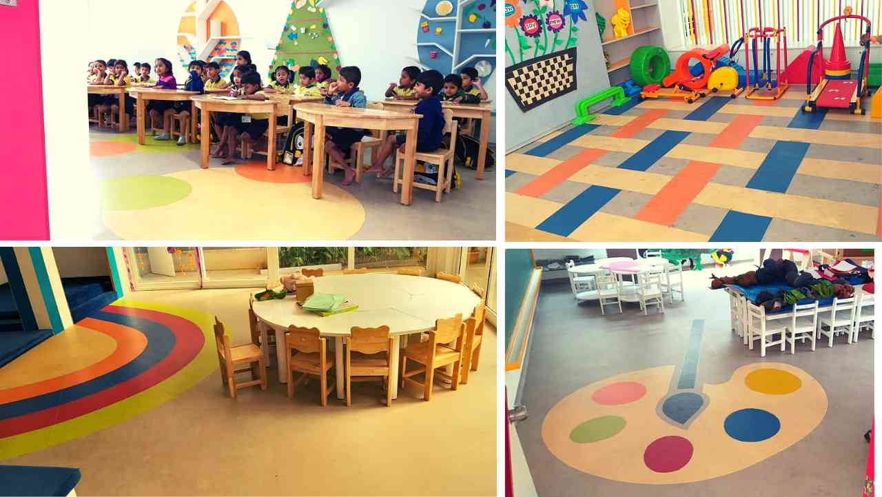 vinyl flooring in bangalore, Shanthinikethana Global School flooring eductaion sector vinyl flooring